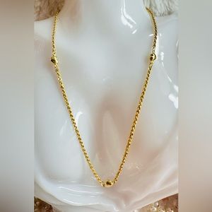 Heart Station Rope Necklace  💛 Real 18 Karat Solid Gold Jewelry 💛